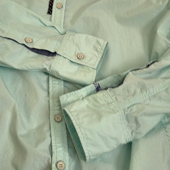 Robert Graham Button Down Shirt Men's Medium Turquoise Long Sleeve Contrast Cuff - Picture 10 of 15